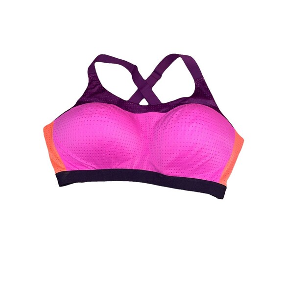 Victoias Secret Light Weight Sports Bra Size 36DD Color Block Pink Orange - Picture 1 of 4